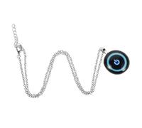 Garneck Collier Pendentif Bouton d'Alimentation Lumineux Vintage en Alliage Argenté Chaîne Pull Ajustable Bijou Unisexe Rétro pour Femme Accessoire Élégant de Style Européen
