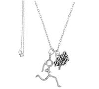 Garneck Collier Pendentif de Sport en Alliage de Zinc Argenté | Marathon et Course, Design Unique, Résistance à L’usure, Ne Se Décolore Pas