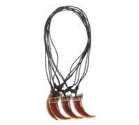 Garneck Collier Pendentif Fausse Dent Unisexe Vintage Corde Cirée Réglable Noir Style Sauvage Accessoire Léger Décontracté Fête 4 Pièces