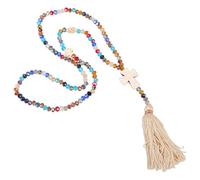 Garneck Collier Pendentif Femme Élégant en Cristal Coloré Chaîne à Pompon Style Accessoire Mode Automne-Hiver Bijou Fantaisie pour Occasions Spéciales