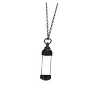 Garneck Collier Pendentif Flacon de Parfum Unisexe en Acier Inoxydable Ouvert Chaîne, Urne Funéraire Transparente Grosse Taille 40,5mm X 12mm Usage Commémoratif