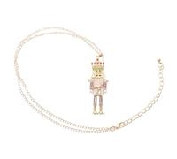 Garneck Collier Pendentif Soldat de Noël en Alliage Émaillé Zircone Rose Bijou Festif pour Femmes Présent Noël Élégant Accessoire Créatif et Décorations de