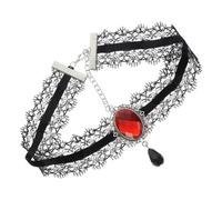 Garneck Collier Ras Cou Gothique Femme en Dentelle Rouge Chaîne Décorative Punk Bijoux Fantaisie pour Soirée et Danse Design Élégant et Créatif Taille Unique