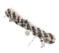 Garneck Collier Ras du Cou de Noël en Maille Color-Block Pendentifs Flocons de Neige et Étoiles Pompons Décoratifs Collier Ras du Cou Festif pour Filles Accessoire Hiver pour Fêtes