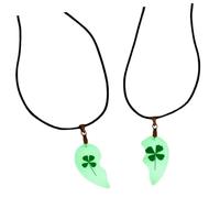 Garneck Collier Trefle Lumineux Fait Main avec Specimen de Fleurs Sechees Pendentif Naturel pour Fille