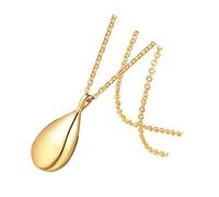 Garneck Collier Urne pour Cendres Goutte D'eau Doré, Bijoux Diffuseur de Parfum en Acier Inoxydable, Chaîne 50 Cm 2,4 Mm, Pendentif Aromathérapie Femme, Accessoire Funéraire Élégant