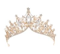Garneck Couronne de Mariage pour Mariée en Alliage Or, Accessoire de Fête Chic Design, Anti-allergique et Pratique, pour Mariage et Dance Party