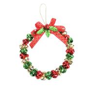 Garneck Couronne de Noël Cloches Créative en Fer Rouge Vert Or Guirlande Murale Suspendue Décoration Festive pour Porte et Mur Ambiance Sonore de Noël 1 Pièce