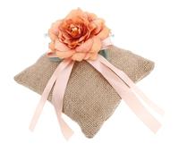 Garneck Coussin Porte-Alliances Carré en Lin Orange 5989 Coussin Décoratif Rustique pour Cérémonie de Mariage Oreiller Porteur D’Alliances Naturel et Élégant pour Décoration de Fête