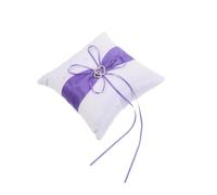 Garneck Coussin Porte-alliances Mariage Double Cœur 18,5 X 18 Cm en Satin Violet, Coussin Décoratif pour Cérémonie, Accessoire de Mariée Pratique et Présent Souvenir pour Porte-alliances