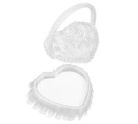 Garneck Coussin pour Alliances de Mariage en Satin et Dentelle Mini Taille Cœur Porte-Alliances Décoratif pour Cérémonie Intérieure et Extérieure Accessoire Romantique pour Fête