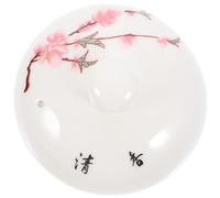 Garneck Couvercle pour Théière en Céramique Polie, Motif Floral Décoratif à Double Couche, Accessoire pour Service à Thé à Domicile, Compatible Tasse Rétro, pour Réunions et Camping