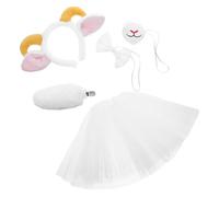 Garneck Déguisement Mouton Oreilles Agneau pour Garçon Fille Cornes Mouton Dessin Animé Queue Bouche Noeud Jupe pour Fête Spectacle Accessoires Photo