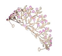Garneck Diadème Mariage en Cristaux et Alliage de Zinc, Couronne Vintage Dorée Rose, Accessoire Cheveux pour Fête et Anniversaire, Tiare Légère et Confortable pour Mariée et Demoiselle