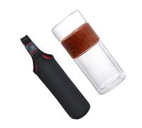 Garneck Double Wall Glass Tea Infuser Cup With Heat Insulation And Leakproof Design Portable For Outdoor Travel And Picnic