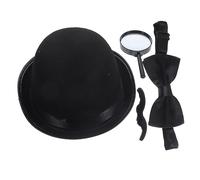 Garneck Ensemble d'Accessoires de Jeu de Rôle de pour Cosplay Costume en Tissu Chapeau Moustache et Loupe Fêtes d'Halloween Taille Unique
