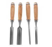 Garneck Ensemble de 4 Ciseaux à Bois en Acier Chrome-Vanadium Manches en Bois Ergonomiques Lames de 6Mm à 24Mm Gouge Demi-Ronde pour Sculpture et Gravure Outils à Main pour Menuiserie