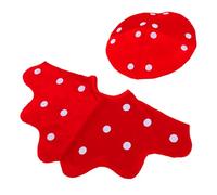 Garneck Ensemble de Champignons en Tissu Rouge, Chapeau et Cape | Coffret Présent, Accessoire Festif pour Fêtes Familiales, Design Champignon Unique, Usage Polyvalent