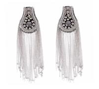 Garneck Épaulette à Franges Argentée 2 Pcs en Alliage sans Nickel, Décoration D'épaulettes Pompon, Accessoires pour Chaussures et Chapeaux, pour Soirées Déguisées et Costumes Féminins