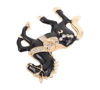 Garneck Épingle à Revers Cheval Émaillée Noire avec Cristaux, pour Manteau, Robe ou Costume, Bijou Zodiaque Année du Cheval 2026, Accessoire Élégant pour Foulard et Tailleur