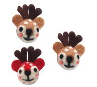 Garneck Épingle de Noël en Feutre Fait Main 3 Pièces, Décoration DIY Pratique, Design Cerf Cartoon, Accessoires Mode pour Fête Costumée de Noël Couleur Aléatoire