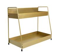 Garneck Étagère à Cosmétiques Double Couche en Fer Doré pour Organiser Maquillage et Flacons, Rangement Pratique pour Chambre et Décoration Intérieure
