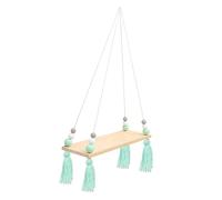Garneck étagère en Perles de Bois Guirlande Faux Corbeille lumières Rose étagère de Rangement pour Enfants Support Suspendu élégant étagère en Planche de Bois Corde de Coton Light Green