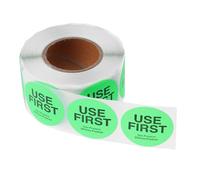 Garneck Étiquettes Autocollantes Vert Fluo pour Gestion des Stocks Alimentaires, Rouleau de 500 Pièces, Adhésives Solide Cuisine Professionnelle et Réfrigérateur, Étiquettes