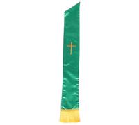 Garneck Étole de Mariage Brodée d'une Croix Verte avec Glands, Châle de Prêtre pour Cérémonie Religieuse, Étole de Clergé Douce et Confortable pour Pasteur, Accessoire Traditionnel