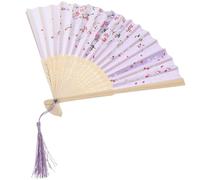 Garneck Éventail Pliant en Bambou Léger Tissu en Soie Pourpre, Design Pliable Traditionnel Chinois, pour Décoration et Performances de Danse