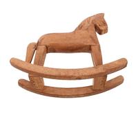 Garneck Figurine Cheval à Bascule Bois Sculpté Main Ornement DIY Non Peint pour Décoration de Table et Maison Miniature Artisanale