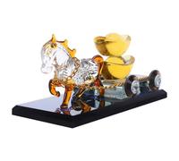 Garneck Figurine Cheval Cristal 2026 Année du Cheval Sculpture Élégante Chariot Décoratif pour Bureau et Tableau de Bord Valeur de Collection Richesse