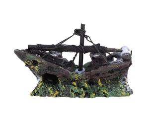Garneck Figurine Décoration Unique et Sûre pour Aquarium en Résine D'épave de Bateau Pirate pour Poissons et Plantes, pour Maison ou Bureau