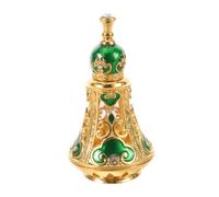 Garneck Flacon de Parfum Oriental Rechargeable 125ml en Verre Vert | Motifs Moyen-orientaux Rétro, Alliage et Bouchon Inclus, Format 4 Oz pour Voyage ou Chambre