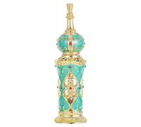 Garneck Flacon de parfum rechargeable de style oriental - Flacon décoratif de 12 ml à remplir pour huiles essentielles - Cadeaux de mariage en or et vert élégant