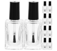 Garneck Flacons de Vernis à Ongles Noirs Contenant Transparent Élégant avec Pinceau Lot de 15 Forme Circulaire à Côtés Plats Légers et Pratiques pour Soin des Ongles