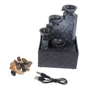 Garneck Fontaine de Jardin Portable Résine Petite Décoration de Cascade Eau pour Intérieur et Extérieur Recharge par Batterie AA ou USB Ornement Élégant pour Salon Bureau