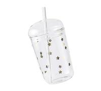 Garneck Gobelet Verre avec Paille Grand Volume Tasse à Boisson Verre Transparent pour Jus et Boissons Fraîches Design Élégant et Pratique Facile à Nettoyer et Réutilisable
