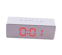 Garneck Horloge à LED Multifonction Rectangulaire Rouge, Grand Écran Numérique Miroir, Alimentation USB sans Pile, Radio-réveil Fonction Snooze, Usage Chambre Et Bureau