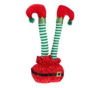 Garneck Jambes d'elfe de Noël pour décorations Nains Pendaison Ornements The Holiday Sapin de Noel décoration de Noel métier de Bureau Jambe de noël Tissu en Fibres Chimiques Rouge
