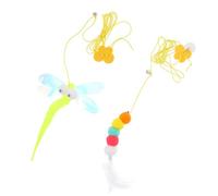 Garneck Jouets Suspendus Plumage Artificielles pour Chats D'intérieur 2 Pièces et Corde Élastique, Design Créatif Adorable pour Augmenter L'interaction des Chatons