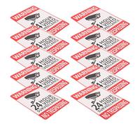 Garneck Lot de 10 Autocollants D’avertissement Vidéosurveillance Extérieurs 14,7 X 9,9 Cm en Vinyle Résistant aux Intempéries, Panneaux de Sécurité pour Caméra de Surveillance,