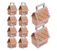 Garneck Lot de 10 Boîtes à Friandises de Noël de Maison ’Épice Petites Boîtes à Bonbons Poignée Papier Robuste Décorations de Fête de Noël pour Emballage Gourmand et Réunions Festives