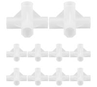 Garneck Lot de 10 Connecteurs à 4 Voies 13 MM en Plastique pour Tringle de Penderie, Fixations Multiples pour Armoire à Vêtements et Étagères à Chaussures