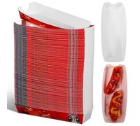 Garneck Lot de 100 Boîtes en Carton pour Hot-dogs Robustes et Faciles à Utiliser, Support en Papier pour Snacks Frits Lors de Fêtes et Barbecues en Plein Air