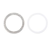 Garneck Lot de 2 Anneaux Décoratifs en Strass Blancs pour Bouton-poussoir D'allumage Voiture, Accessoires Automobiles, Cercle de Démarrage Moteur Intérieur, Autocollant Décoratif Solide,