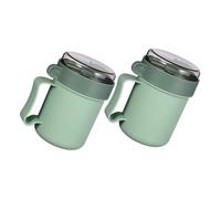 Garneck Lot de 2 Bols à Porridge avec Cuillère et Couvercle Hermétique, Micro-ondables, en Plastique Solide Vert et Transparent, pour Petit-déjeuner Portable, Repas Maison, Bureau
