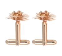 Garneck Lot de 2 Boutons de Manchette Français Roses en Métal Doré, pour Chemises à Poignets Mousquetaires Homme et Femme, Accessoires Élégants pour Mariage, Fêtes et Tenues Formelles