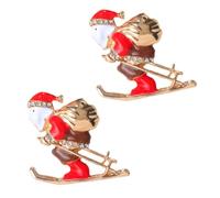 Garneck Lot de 2 Broches de Noël en Alliage Épingle de Revers Père Noël et Bonhomme de Neige Décoration Festive pour Vêtements Femme et Homme Accessoire Hiver Présent Original