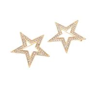 Garneck Lot de 2 Broches Décoratives en Alliage de Zinc Doré, Étoiles à 5 Branches Entièrement en Cristaux, Épingle à Revers Unisexe pour Veste, Costume et Accessoires de Fête, Mariage,